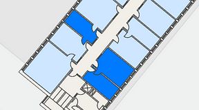 
							Planritning för Regus Almedal, 3 privata rum, 46 m²