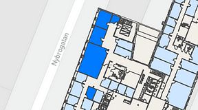 
							Planritning för Regus Östermalmstorg, 5 privata rum, 111 m²