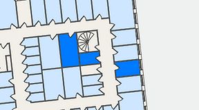 
							Planritning för QuickOffice Kista, 3 privata rum, 34 m²