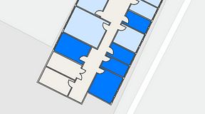 
							Planritning för Quick Office Älvsjö, 5 privata rum, 70 m²
