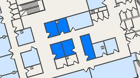 
							Planritning för United Spaces Östra Hamngatan, 5 privata rum, 43 m²
