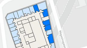 
							Planritning för Walborg Ventures, 5 privata rum, 77 m²