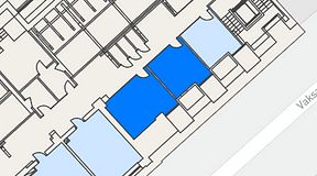 
							Planritning för United Spaces Uppsala, 2 privata rum, 34 m²