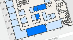 
							Planritning för United Spaces Östra Hamngatan, 4 privata rum, 95 m²