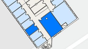 
							Planritning för THE WORKS Slakthusområdet, 2 privata rum, 43 m²