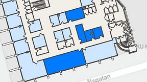 
							Planritning för United Spaces Östra Hamngatan, 5 privata rum, 107 m²
