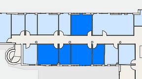 
							Planritning för FirstOffice Arenavägen 33, 5 privata rum, 78 m²