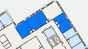 
							Planritning för Regus Kistagången 20b, 5 privata rum, 76 m²