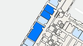 Planritning för iOffice Sjöbefälsskolan, 3 privata rum, 64 m²