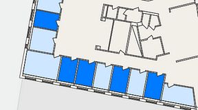 
							Planritning för THE WORKS Medborgarplatsen, 5 privata rum, 55 m²