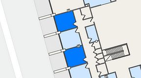 
							Planritning för United Spaces Östra Hamngatan, 2 privata rum, 34 m²