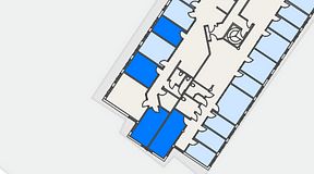 
							Planritning för Atmosfär Coworking, 4 privata rum, 61 m²