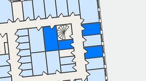 
							Planritning för QuickOffice Kista, 4 privata rum, 43 m²