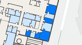 
							Planritning för Flexiwork Hovet, 5 privata rum, 68 m²