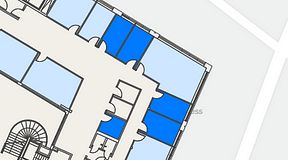 
							Planritning för Spaces Göteborg Gamlestan, 5 privata rum, 45 m²