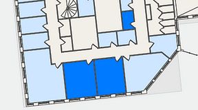 
							Planritning för QuickOffice Kista, 3 privata rum, 55 m²