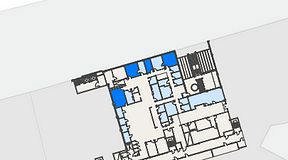 
							Planritning för Flexiwork Hovet, 4 privata rum, 84 m²