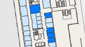 
							Planritning för Spaces Nordenskiöldsgatan, 5 privata rum, 57 m²