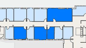 
							Planritning för FirstOffice Arenavägen 33, 4 privata rum, 88 m²