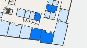 
							Planritning för Flexiwork Hovet, 5 privata rum, 99 m²
