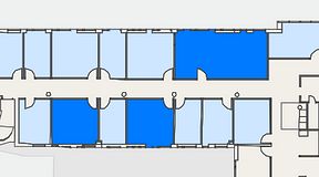 
							Planritning för FirstOffice Arenavägen 33, 3 privata rum, 77 m²