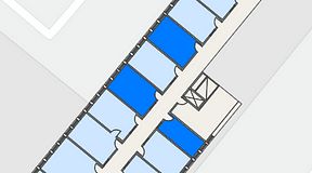 
							Planritning för Regus Almedal, 3 privata rum, 53 m²