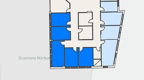 
							Planritning för Regus Täby, 5 privata rum, 61 m²