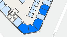 
							Planritning för Spaces Göteborg Gamlestan, 5 privata rum, 79 m²