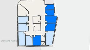
							Planritning för Regus Täby, 5 privata rum, 50 m²