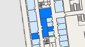 
							Planritning för Spaces Nordenskiöldsgatan, 4 privata rum, 54 m²