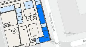 
							Planritning för THE WORKS Medborgarplatsen, 5 privata rum, 118 m²