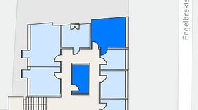 Planritning för Beskow Humlegården, 2 privata rum, 24 m²
