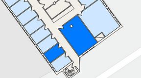 
							Planritning för THE WORKS Slakthusområdet, 2 privata rum, 43 m²