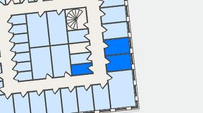 
							Planritning för QuickOffice Kista, 3 privata rum, 23 m²