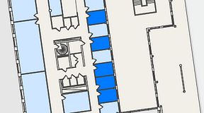 
							Planritning för Spaces Nordenskiöldsgatan, 5 privata rum, 45 m²