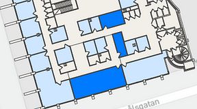 
							Planritning för United Spaces Östra Hamngatan, 3 privata rum, 90 m²