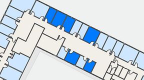 
							Planritning för Quick Office Älvsjö, 5 privata rum, 69 m²