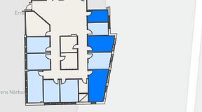 
							Planritning för Regus Täby, 3 privata rum, 36 m²