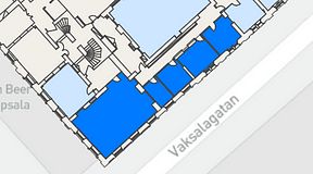 
							Planritning för United Spaces Uppsala, 5 privata rum, 118 m²
