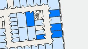 
							Planritning för QuickOffice Kista, 5 privata rum, 47 m²