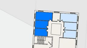 Planritning för FirstOffice Åby Arena, 3 privata rum, 48 m²