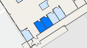 Planritning för Hej!Workshop Kungens Kurva, 2 privata rum, 32 m²