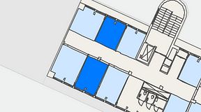 
							Planritning för Convendum Gävlegatan 16, 2 privata rum, 33 m²