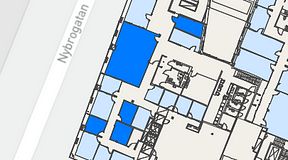 
							Planritning för Regus Östermalmstorg, 5 privata rum, 94 m²