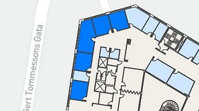 
							Planritning för Spaces Göteborg Gamlestan, 5 privata rum, 101 m²