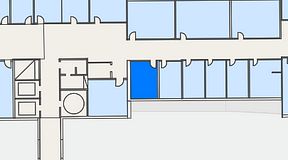 
							Planritning för Kontoret Globen, 1 privata rum, 15 m²