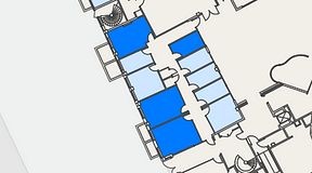 
							Planritning för Genetor K6, 4 privata rum, 64 m²