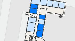 
							Planritning för FASTOFFICE Dalénum Lidingö, 5 privata rum, 64 m²