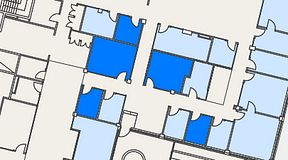 
							Planritning för Flexiwork Hovet, 5 privata rum, 55 m²