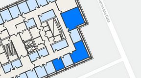 
							Planritning för Spaces Lindholmen, 3 privata rum, 54 m²